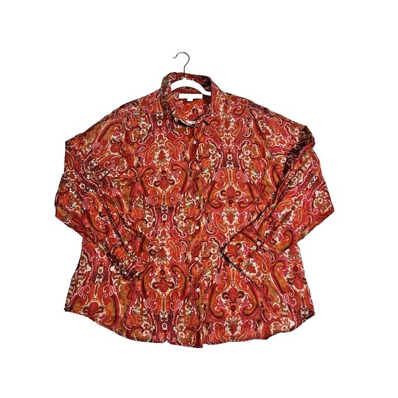 Tommy Hilfiger Tops - Tommy Hilfiger Multicolor Collared Button-Down L/S Shirt Women Sz 18 Paisley